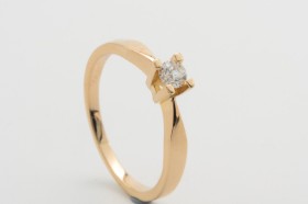 Solitaire ring with brilliant-cut approx. 0.15 ct. 14 kt. gold, size 54