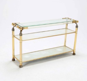 Console table made of gold and silver-colored metal, 1980s