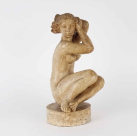 Ejnar Breinholt (1890-1973): Sculpture of patinated plaster in the form of a seated woman (CD)