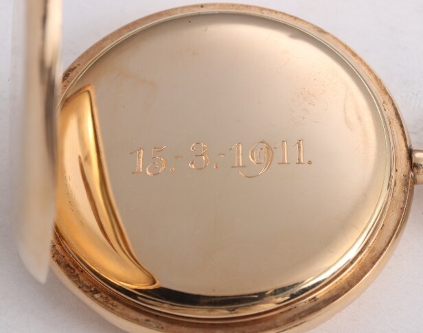 Schweizisk dobbeltkapslet herrelommeur af 14 kt. guld, o. 1910