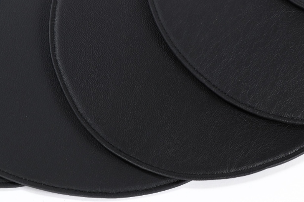 Cushions or seat cushions for Charles Eames chairs, model DSR, black leather. (6)