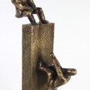 Sax O. Skulptur af patineret messing: 'Teamwork', H. 88 cm