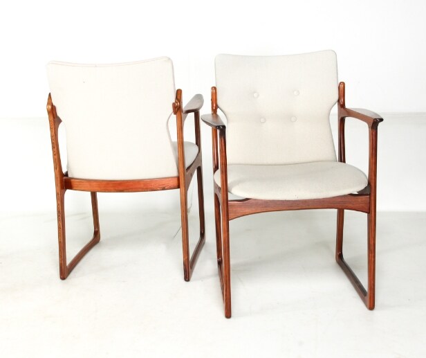 Vamdrup furniture factory. Set of six rosewood armchairs with med ...