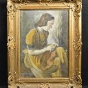 Ölgemälde, Hubert Ortmann, 'nähendes Mädchen'