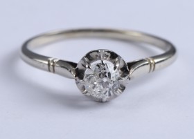 Vintagediamantring i 18 kt. hvidguld, ca. 0.50 ct.