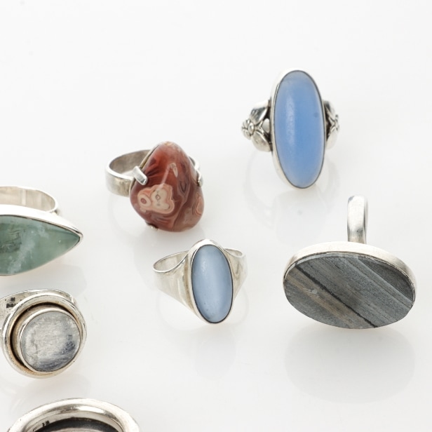M.P.Christoftersen, NE From et al. Collection of silver rings 102.6 g.