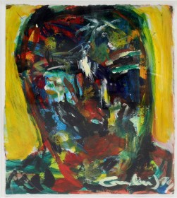 Gunleif Grube: Face. Oil on paper