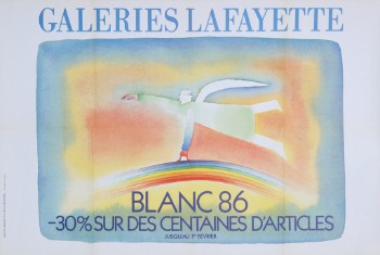 Jean-Michel Folon. Fransk plakat, Galeries Lafayette, 1986