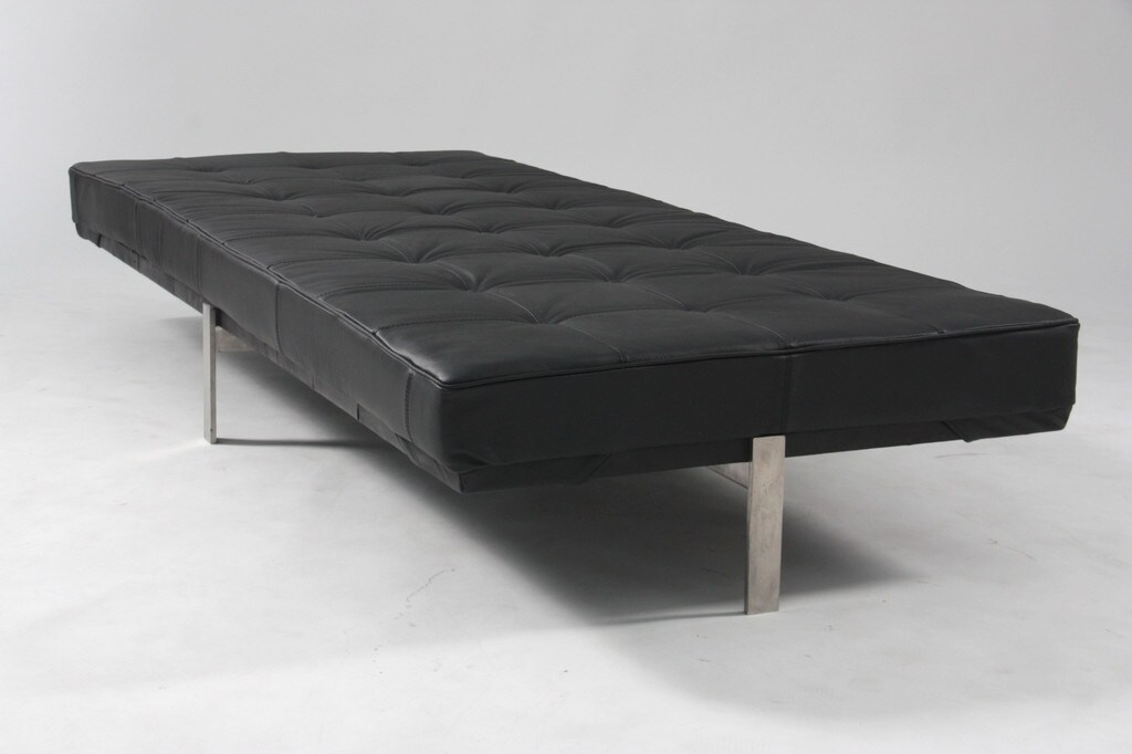 Danish furniture design. Daybed with black leather cushion