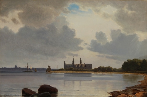 Søren Emil Carlsen. Parti med Kronborg. Olie på lærred.  Denne vare er sat til omsalg under nyt varenummer 2873394