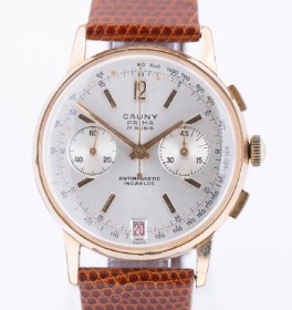 Cauny 'Chronograph'. Vintage men's watch with light dial, 1950s