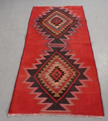 Persisk kelim tæppe, uld på bomuld. 86 x 182 cm