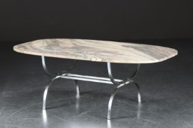 Coffee table with green variegated stone top