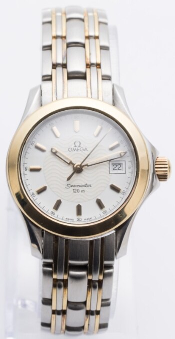 Omega Seamaster 120M. Dameur af 18 kt guld og stål, Ø 26 mm