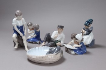 Royal Copenhagen, B&G. En samling figurer af porcelæn m.m. (6)