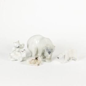 Royal Copenhagen. Four porcelain figurines in the form of polar bears (4)