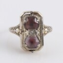 Vintage vende-ring i 14 kt. guld med ametyst / camé og små diamanter