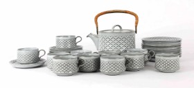 Kronjyden/Bing&Grøndahl/Nissen: Cordial tea service of grey-glazed stoneware