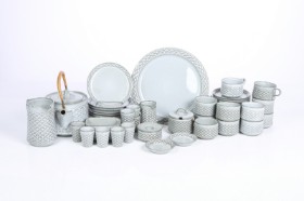 Jens Harald Quistgaard for Bing & Grøndahl and Kronjyden/Nissen. Collection 'Gray Cordial' service parts. (52)