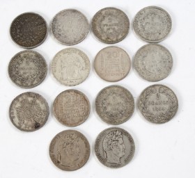 Frankrig. Samling 5 og 20 francs 1839-1938 af sølv  (14)