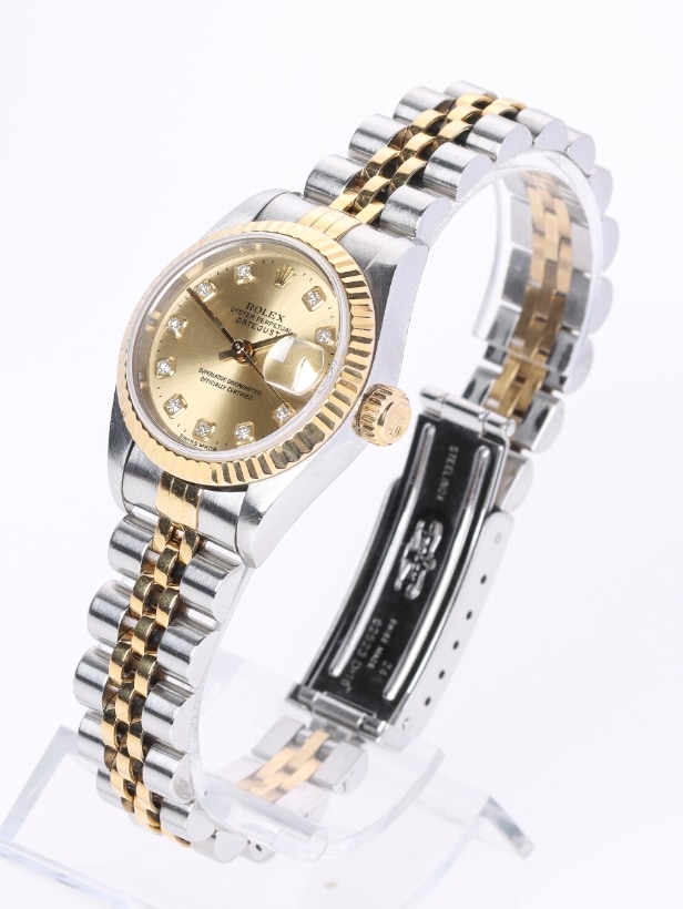 Rolex Oyster Perpetual Datejust ladies' wristwatch, steel and 18 kt gold with diamonds