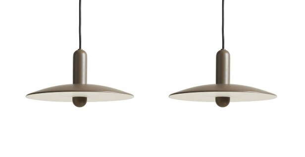 975. Beaverhausen for Woud. A pair of pendants model 'LU', taupe, Ø 33 cm (2)