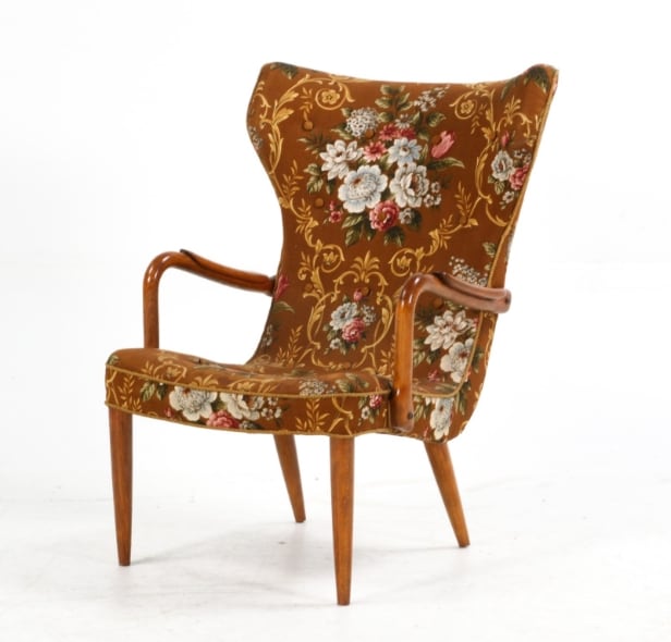 Swedish furniture manufacturer. Wing chair / armchair, 1940/50s