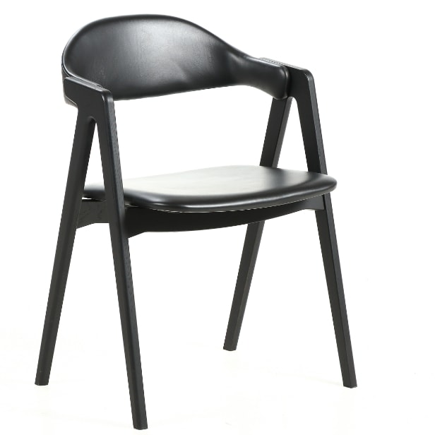487. PBJ Designhouse. Spisebordsstol m/ læder & sortlakeret, model Titan.
