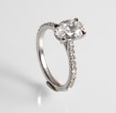 Diamond ring (lab produced) of 18 kt. white gold, ring size 52