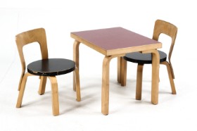 Alvar Aalto for Artek. Pair of children's chairs and children's table (3)