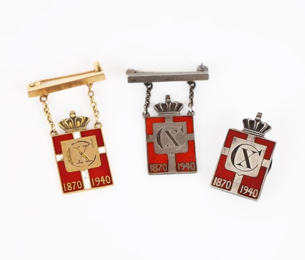 Georg Jensen: Three Royal Marks - 1 of gold and two of silver (3)