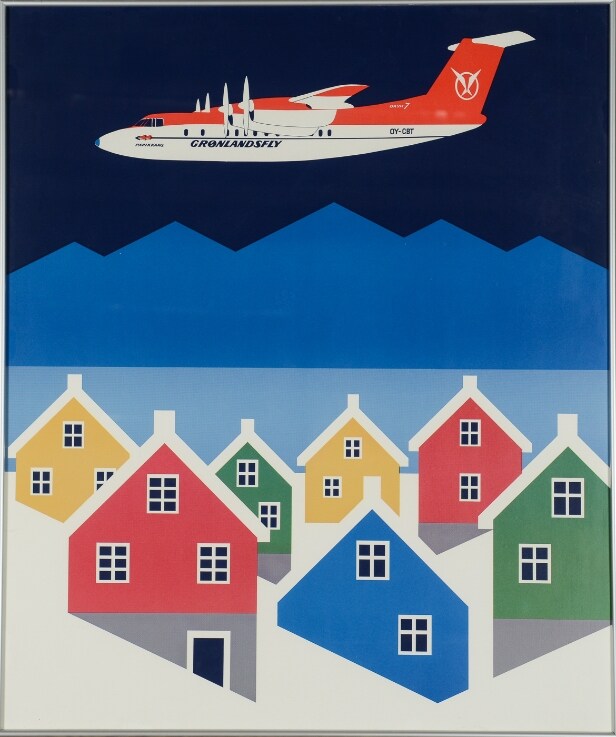 Poul Andersen. Grønlandsfly København/Narsarsuaq samt tre diverse plakanter med motiver fra Grønland. (4).