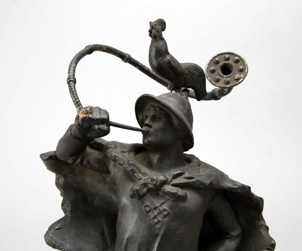 Stephan Sinding 1846 - 1922. Skulptur af gips, lurblæser