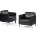 De Sede. Læne/lounge stole af sort læder og stål, model DS-118.(2)