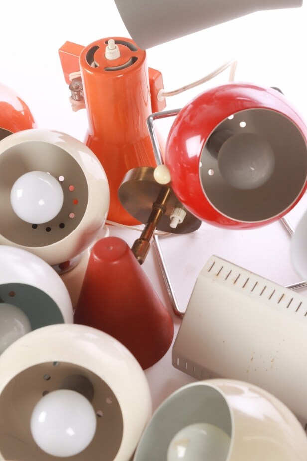 Dansk lampedesign. Samling diverse væglamper, 1960-70'erne (ca. 28 stk.)