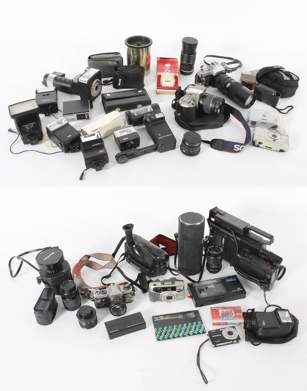 Stor samling analoge kameraer m.m (+50)