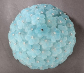 Seguso. Blomsterformet loftslampe i lyseblå muranoglas