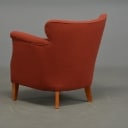 To lænestole, grøn velour / rosa uldstof, 1950'erne (2)