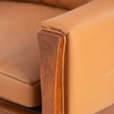 Hans J. Wegner. Pair of teak armchairs, model AP-62/1, cognac-coloured aniline leather (2)