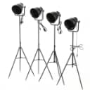 Four floor lamps in black lacquered metal. (4)