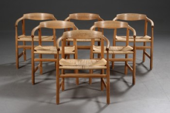 Hans J. Wegner. Six lounge chairs, Model PP205, oak (6)