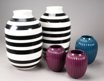 Kähler. Samling vaser, Omaggio og Hammershøi (5)