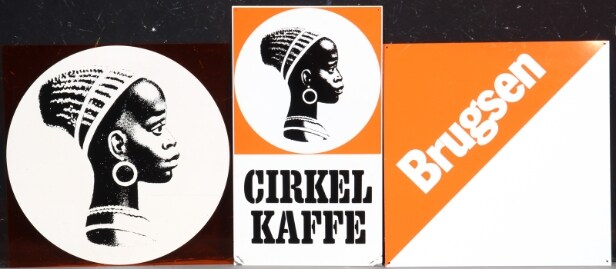 Samling FDB og Cirkelkaffe skilte og memorabilia