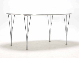 Piet Hein & Bruno Mathsson 'Super-Ellipse' dining table, white, 150 x 100 cm