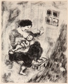 Marc Chagall. 'Maternité' (Le loup, la mère et l'enfant)', radering