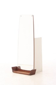 Danish furniture design. Wall-hung mirror with shelf, teak, 1950-60s