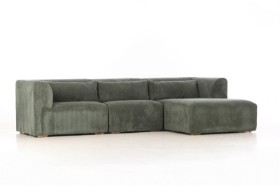 Living&more. 3 - pers sofa med chaiselong, Model Karl - Mørke Grøn