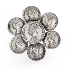 Empress Victoria. Brooch made with Indian silver coins, 1888