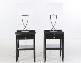 A pair of glass table lamps with lamp bases. 20th century. (4)