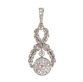 A Belle Époque diamond pendant of platinum. Circa 1900.